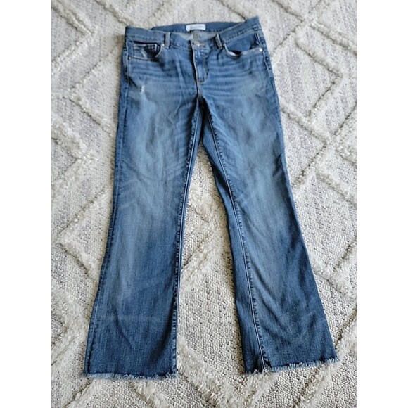 Womens Loft Crop Flare Jeans Size 28 Raw Hem - Picture 1 of 7